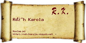 Réh Karola névjegykártya